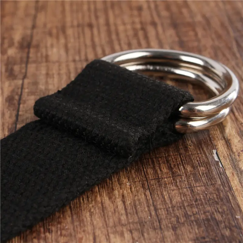 White Canvas Double Ring Belt for Women & Men - Image 19