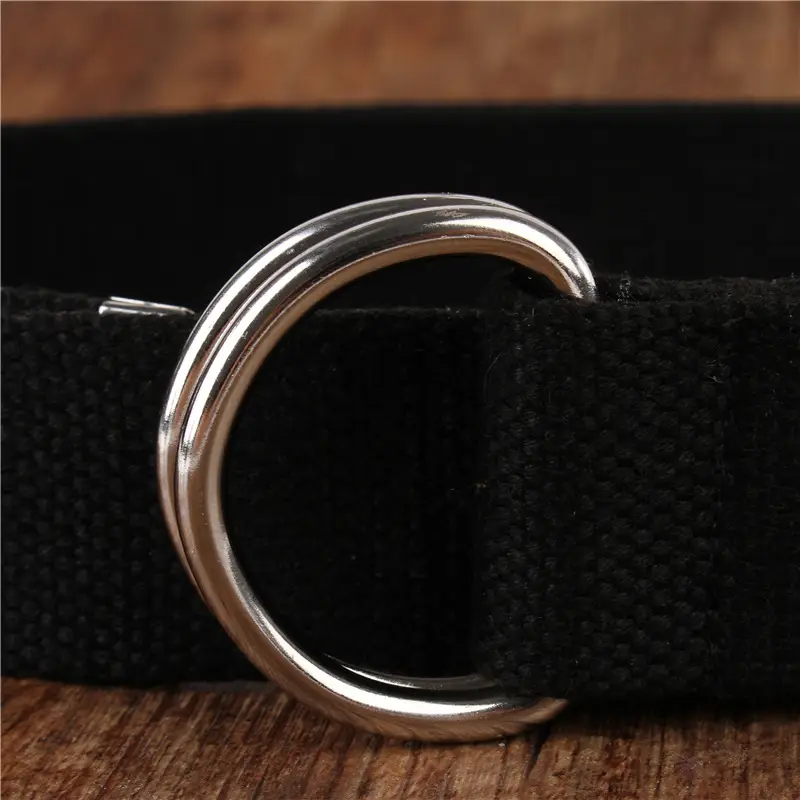 White Canvas Double Ring Belt for Women & Men - Image 21