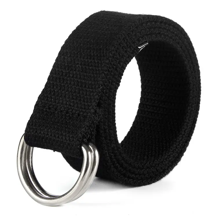 White Canvas Double Ring Belt for Women & Men - Image 22