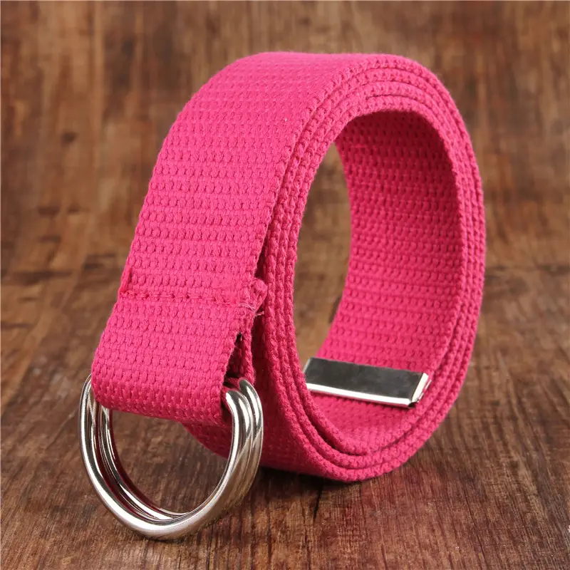 White Canvas Double Ring Belt for Women & Men - Image 10