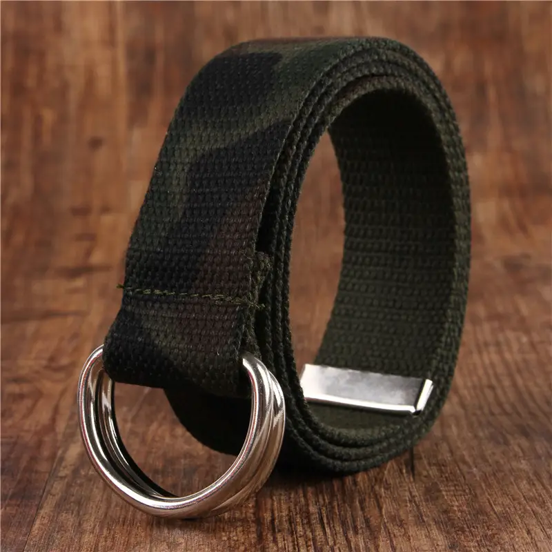 White Canvas Double Ring Belt for Women & Men - Image 11