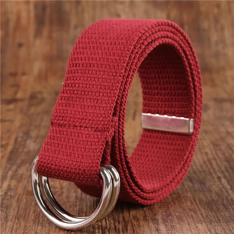 White Canvas Double Ring Belt for Women & Men - Image 12
