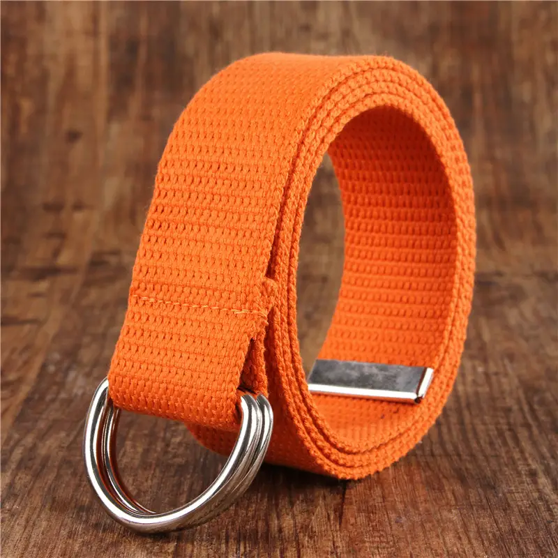 White Canvas Double Ring Belt for Women & Men - Image 13