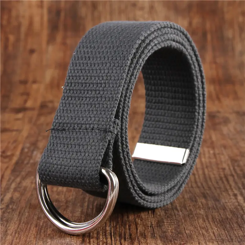 White Canvas Double Ring Belt for Women & Men - Image 14