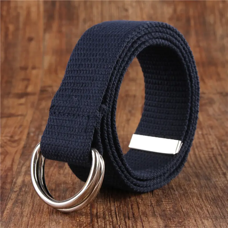 White Canvas Double Ring Belt for Women & Men - Image 15