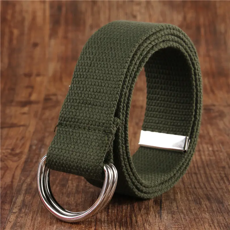 White Canvas Double Ring Belt for Women & Men - Image 16