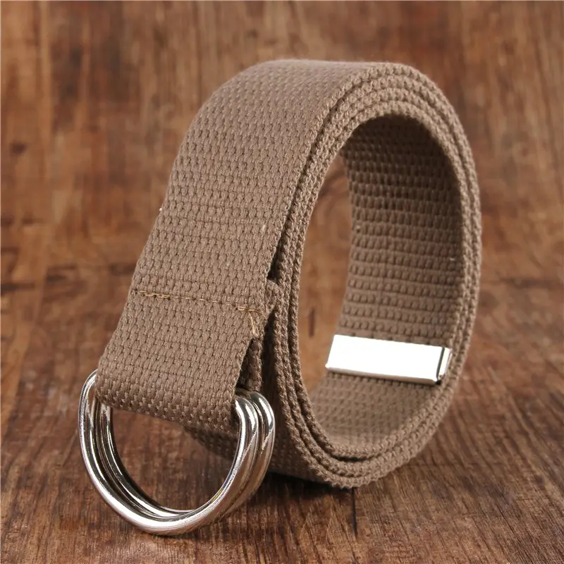 White Canvas Double Ring Belt for Women & Men - Image 17