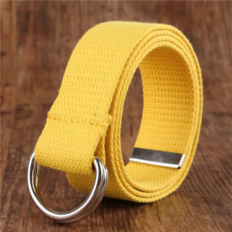 White Canvas Double Ring Belt for Women & Men - Image 2