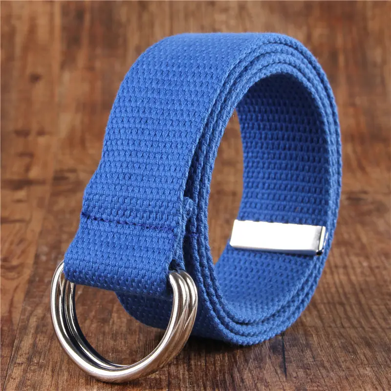 White Canvas Double Ring Belt for Women & Men - Image 3