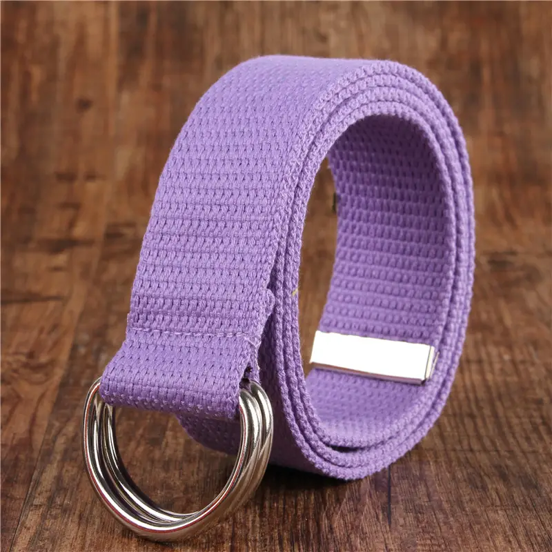 White Canvas Double Ring Belt for Women & Men - Image 4