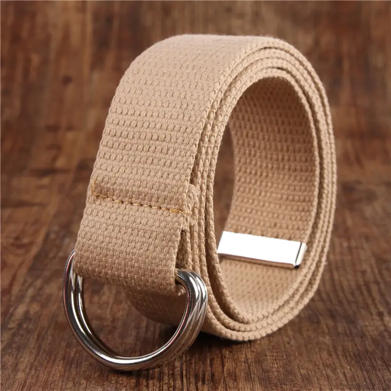 White Canvas Double Ring Belt for Women & Men - Image 5
