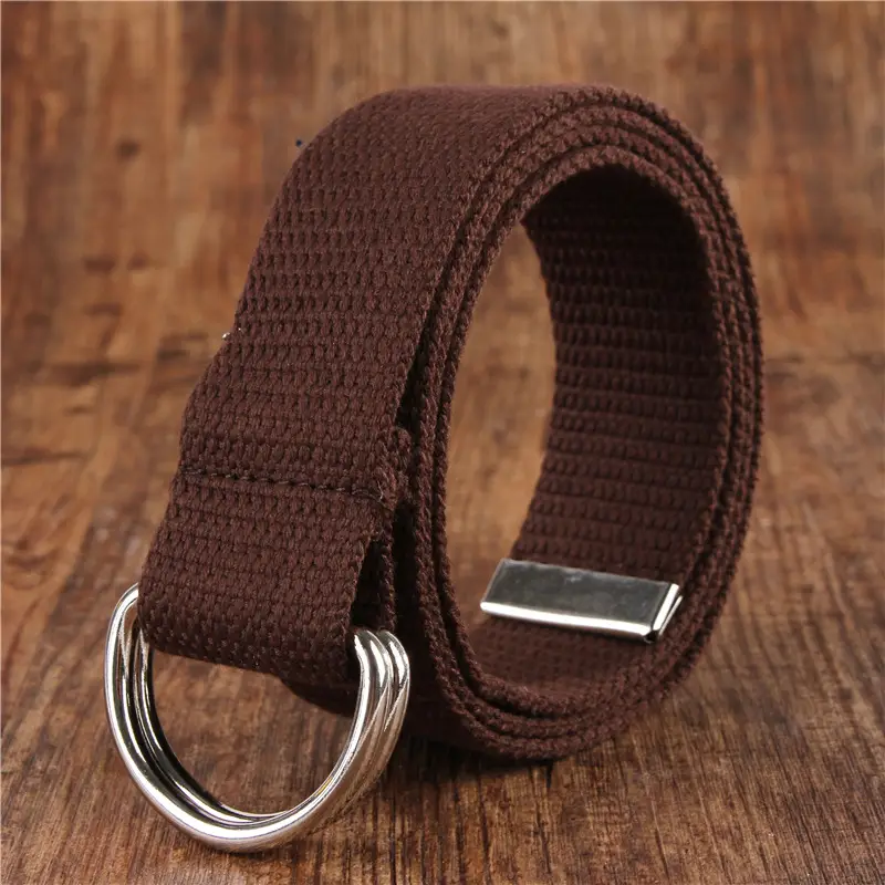 White Canvas Double Ring Belt for Women & Men - Image 8