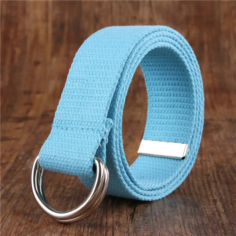 White Canvas Double Ring Belt for Women & Men - Image 9