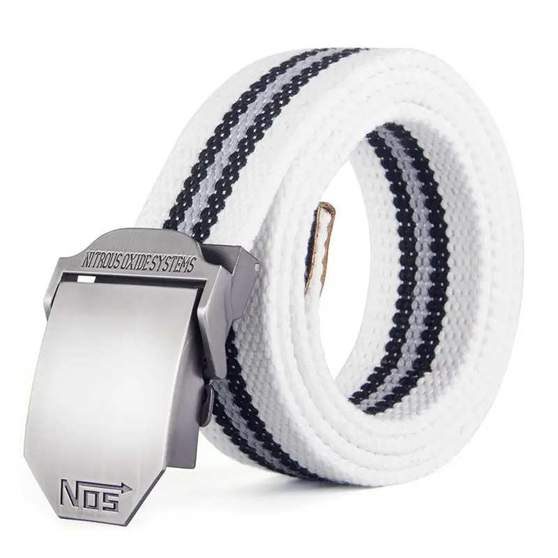 NOS Series Canvas Belt for Men, Silver & Gray, In Stock, Wholesale