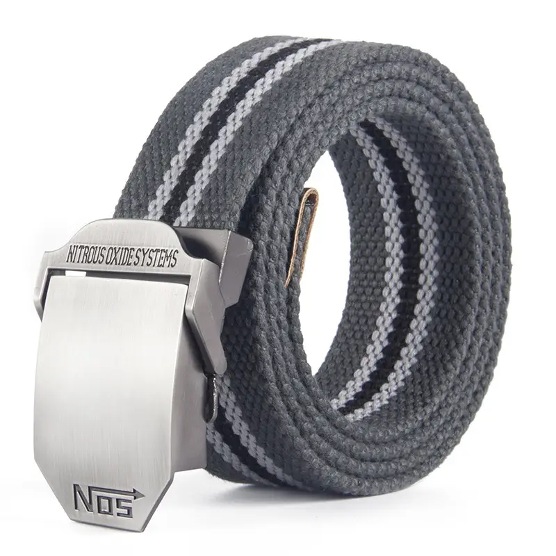 NOS Series Canvas Belt for Men, Silver & Gray, In Stock, Wholesale