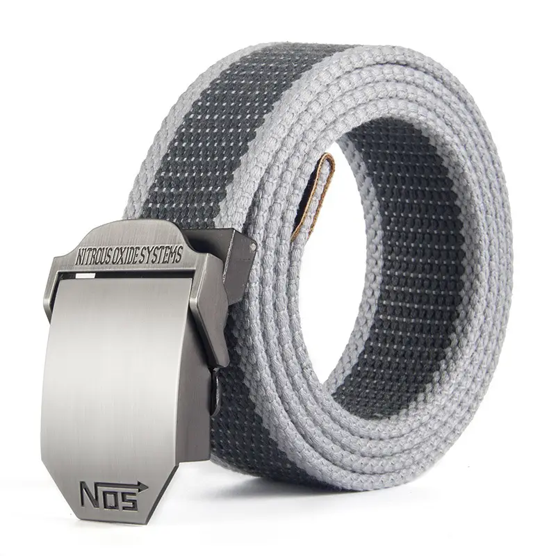 NOS Series Canvas Belt for Men, Silver & Gray, In Stock, Wholesale