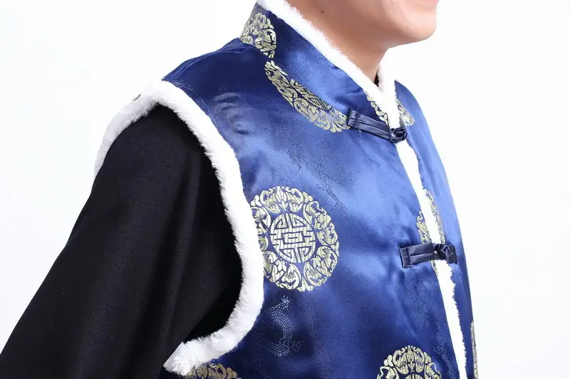 Red Embroidered Chinoiserie Vest for Men — feature 11