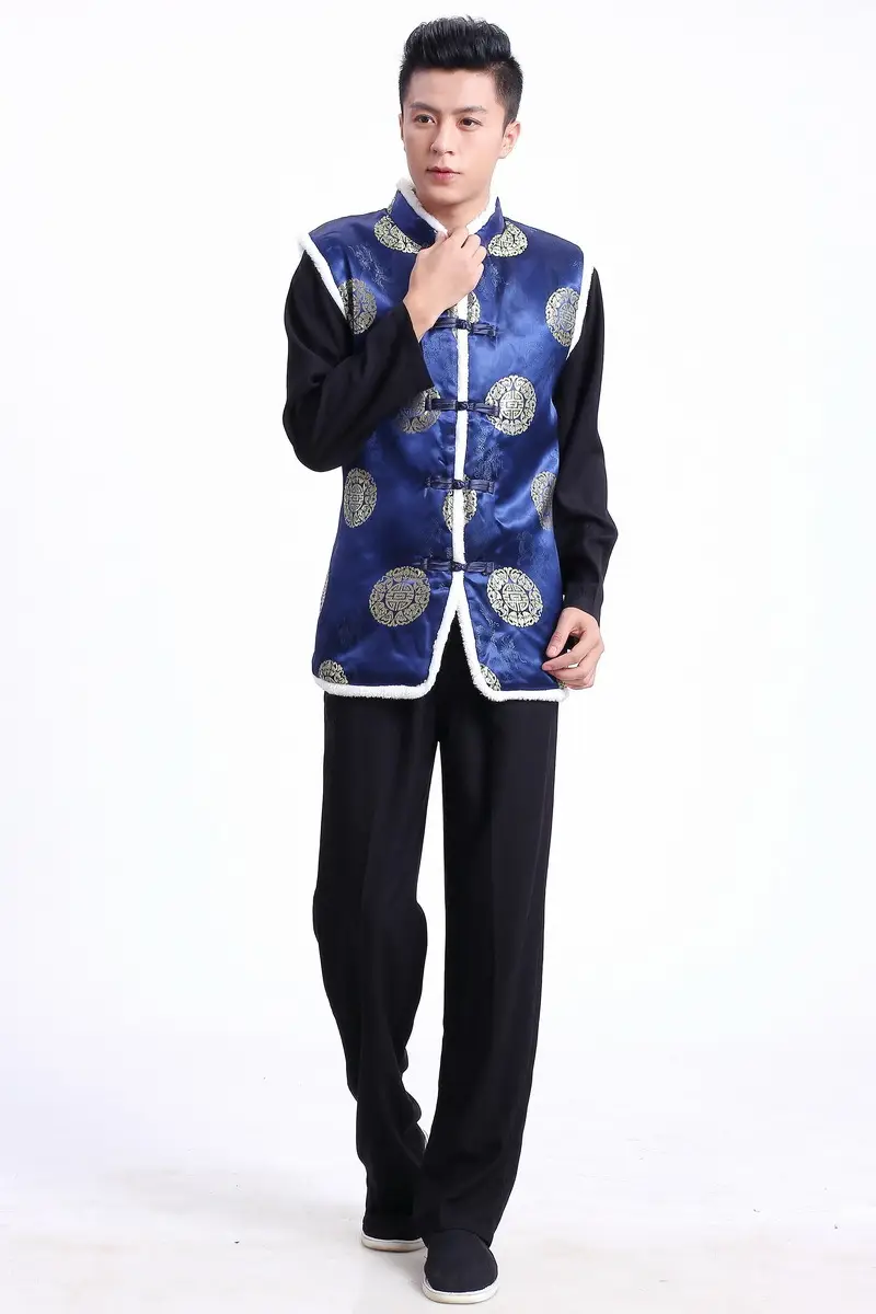 Red Embroidered Chinoiserie Vest for Men — feature 2