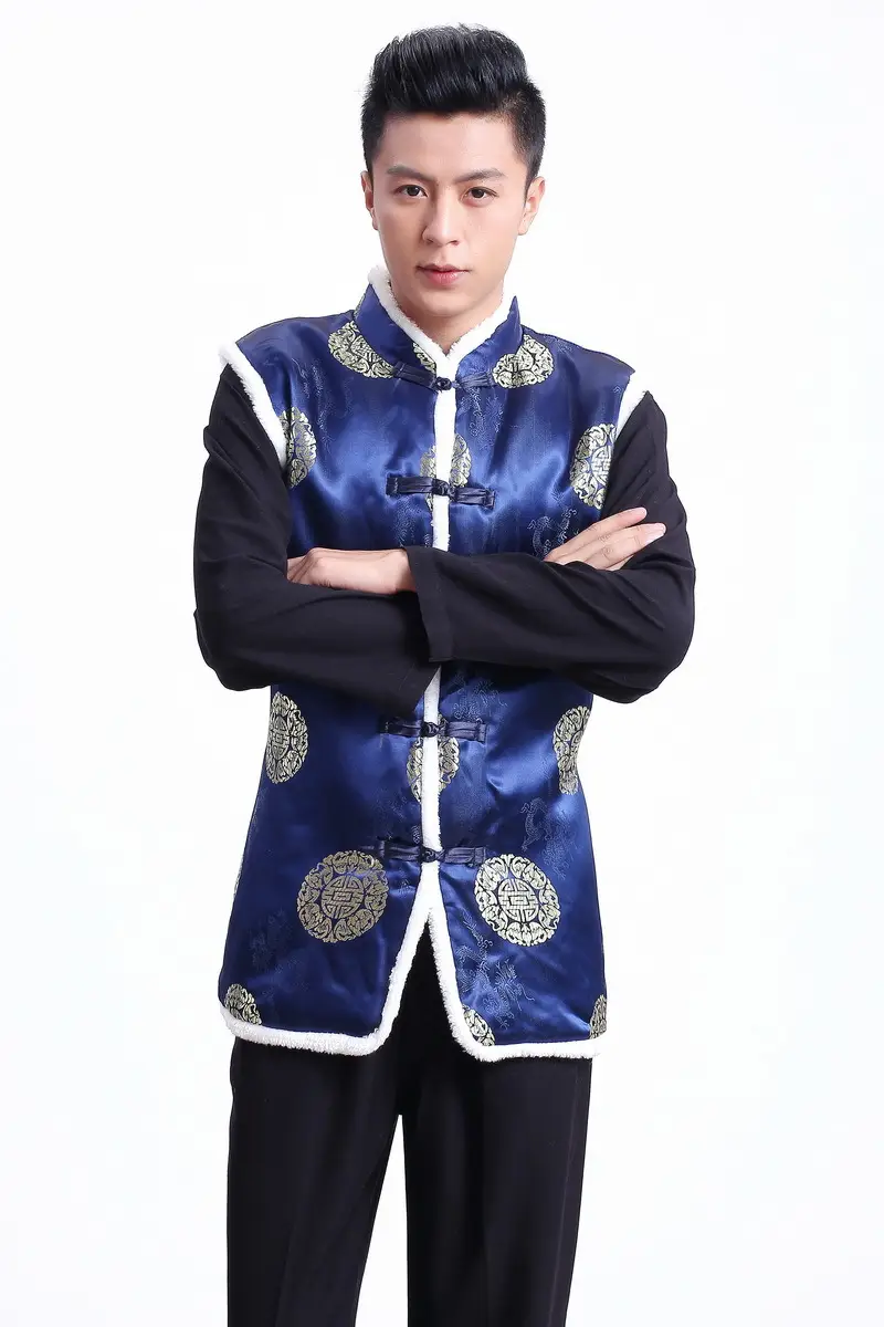 Red Embroidered Chinoiserie Vest for Men — feature 3