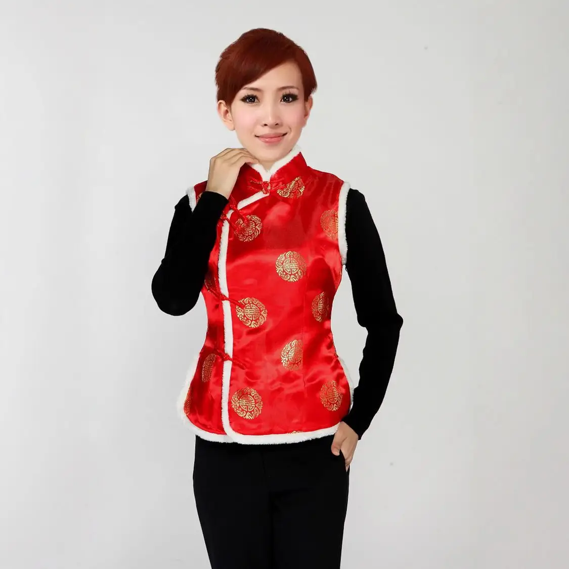 Women's Blue Embroidered Waistcoat Vest for Winter - Image 8