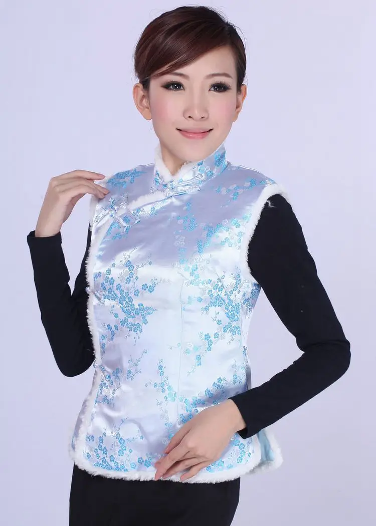 Women's Blue Embroidered Waistcoat Vest for Winter — feature 23