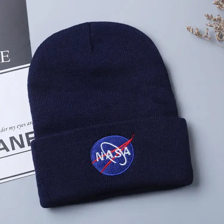 Nasa Wool Knitted Ski Hats Red Grey Black - Image 3