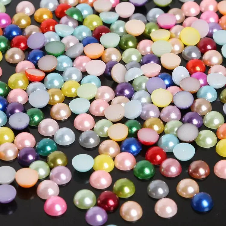 Half-Faced Pearl Patch DIY Semi-Circle Flats Bottom Non-Porous Colorfulful Loose Beads Accessories Manicure Mobile Phone Case — feature 1