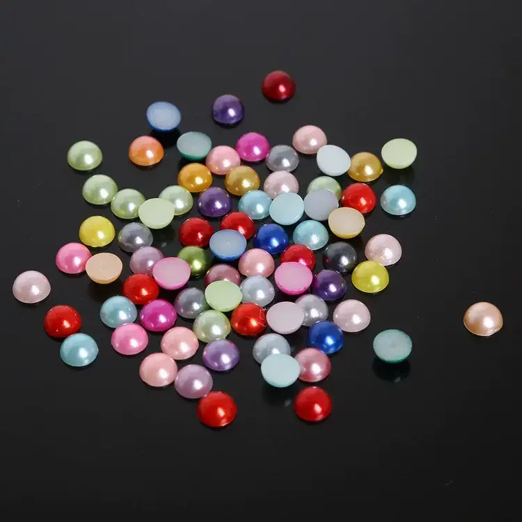 Half-Faced Pearl Patch DIY Semi-Circle Flats Bottom Non-Porous Colorfulful Loose Beads Accessories Manicure Mobile Phone Case — feature 6