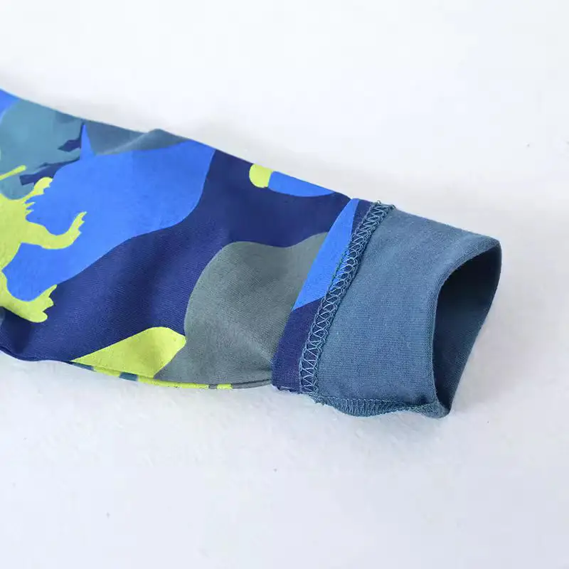 Autumn New Boys Dinosaur T-Shirt Blue Grey Yellow - Image 5