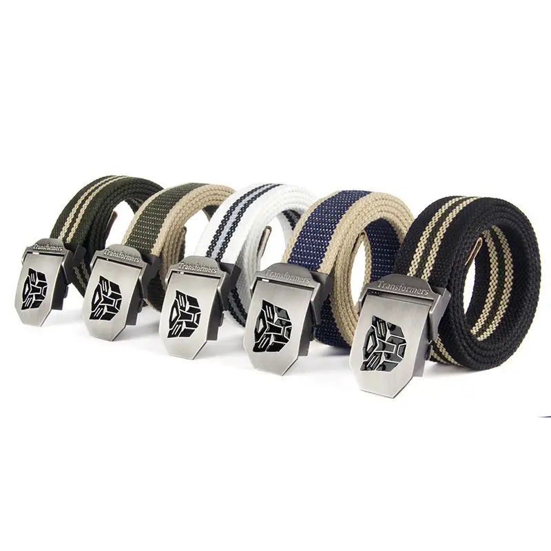Men's Black Canvas Belt with Logo Buckle - Image 11