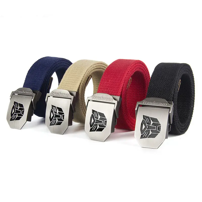 Men's Black Canvas Belt with Logo Buckle - Image 12