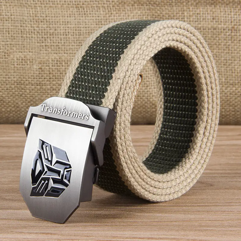 Men's Black Canvas Belt with Logo Buckle - Image 13