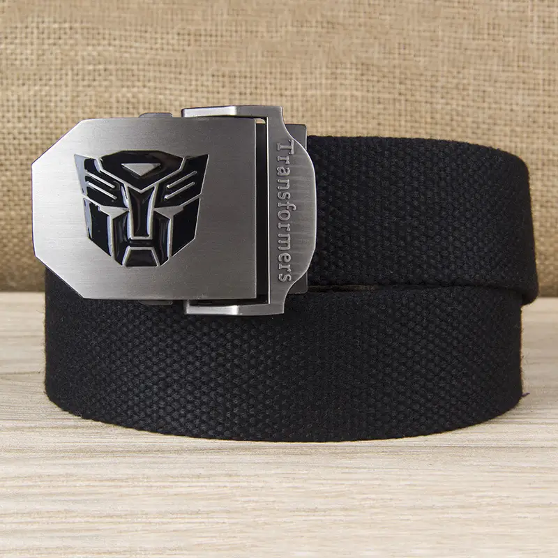 Men's Black Canvas Belt with Logo Buckle - Image 14