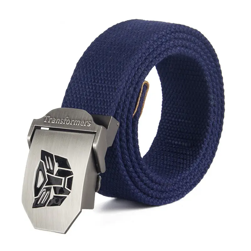 Men's Black Canvas Belt with Logo Buckle - Image 2