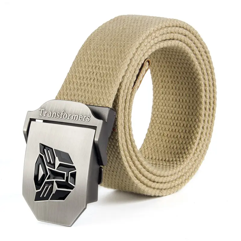 Men's Black Canvas Belt with Logo Buckle - Image 3