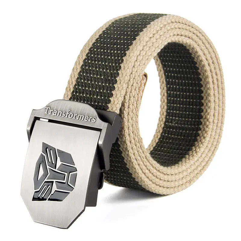 Men's Black Canvas Belt with Logo Buckle - Image 6