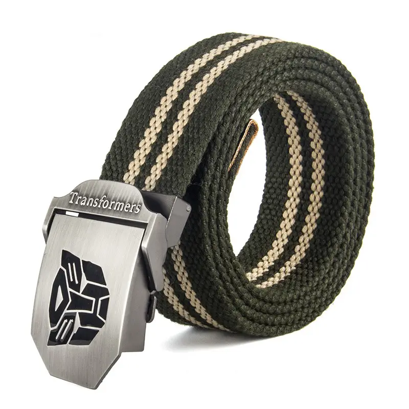 Men's Black Canvas Belt with Logo Buckle - Image 7