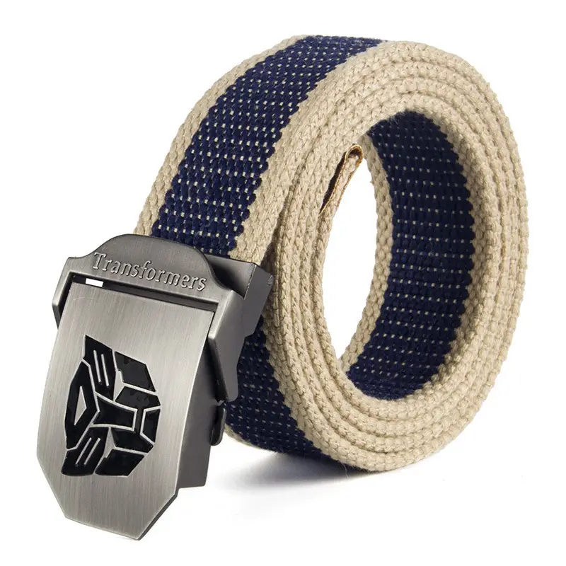 Men's Black Canvas Belt with Logo Buckle - Image 8