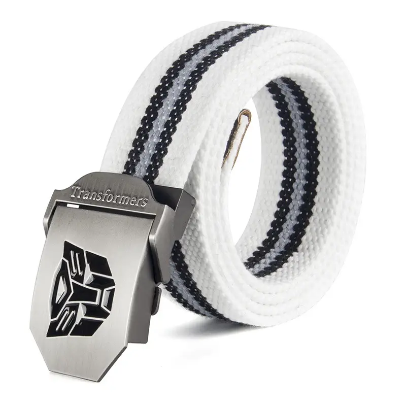 Men's Black Canvas Belt with Logo Buckle - Image 9