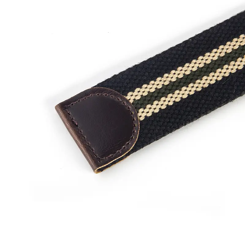 Men's Navy Canvas Belt with Silver Metal Buckle