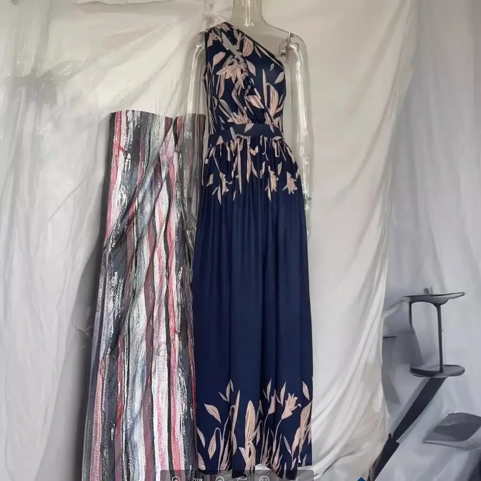 2023 New Product Women's Blue Floral Long Skirt Dress - Image 17