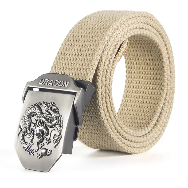 Men's Military Fan Belt Green Canvas Woven
