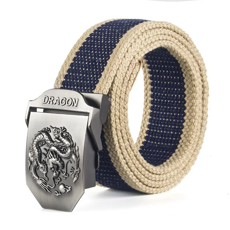 Men's Military Fan Belt Green Canvas Woven