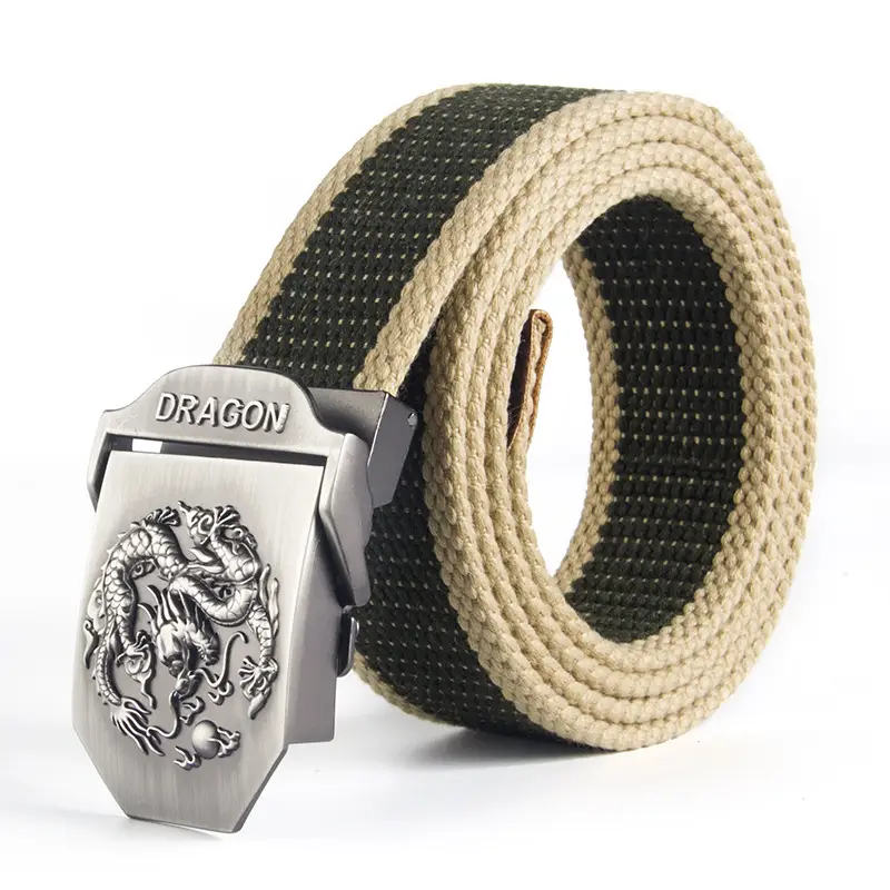 Men's Military Fan Belt Green Canvas Woven