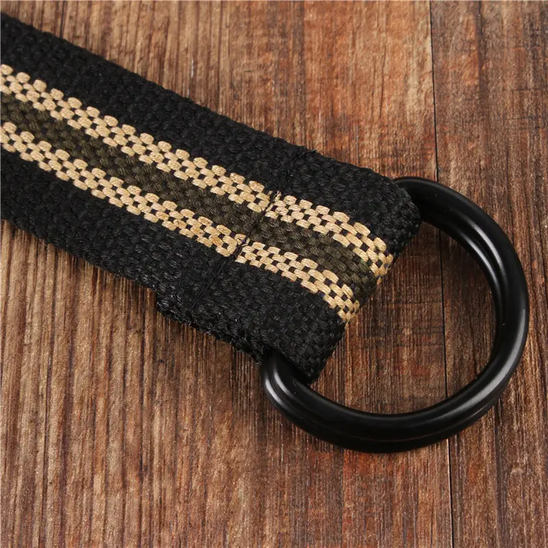 Men's Black Canvas Belt with Double Buckle Design - Image 15
