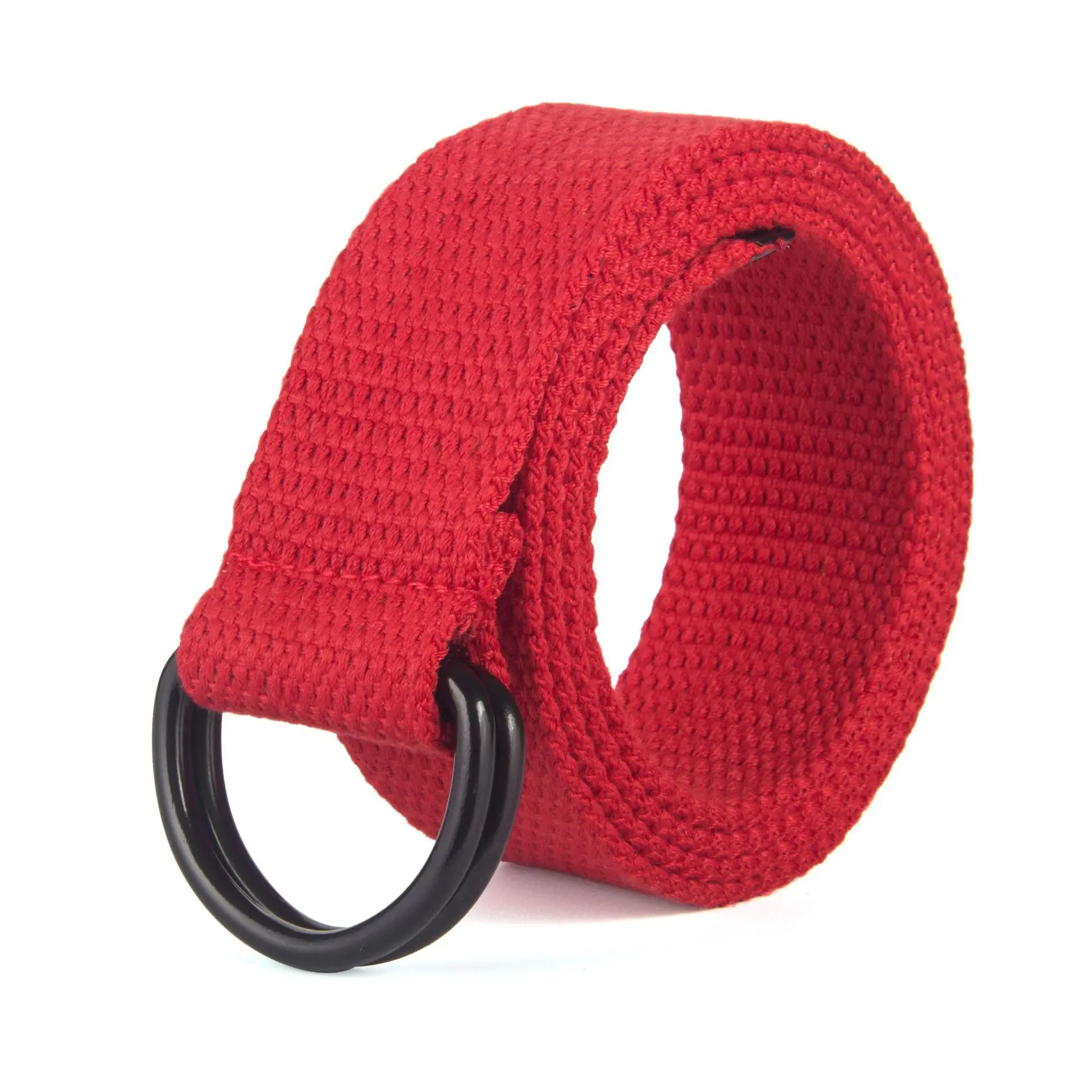 Men's Black Canvas Belt with Double Buckle Design - Image 17