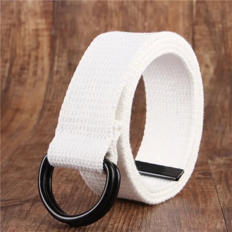 Men's Black Canvas Belt with Double Buckle Design - Image 4