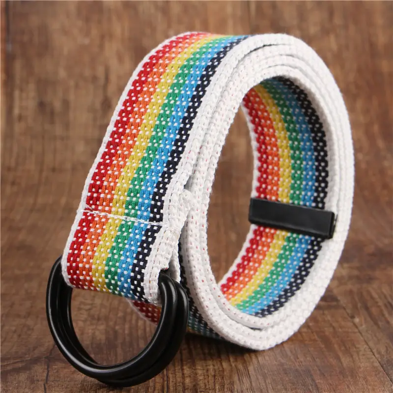 Men's Black Canvas Belt with Double Buckle Design - Image 7