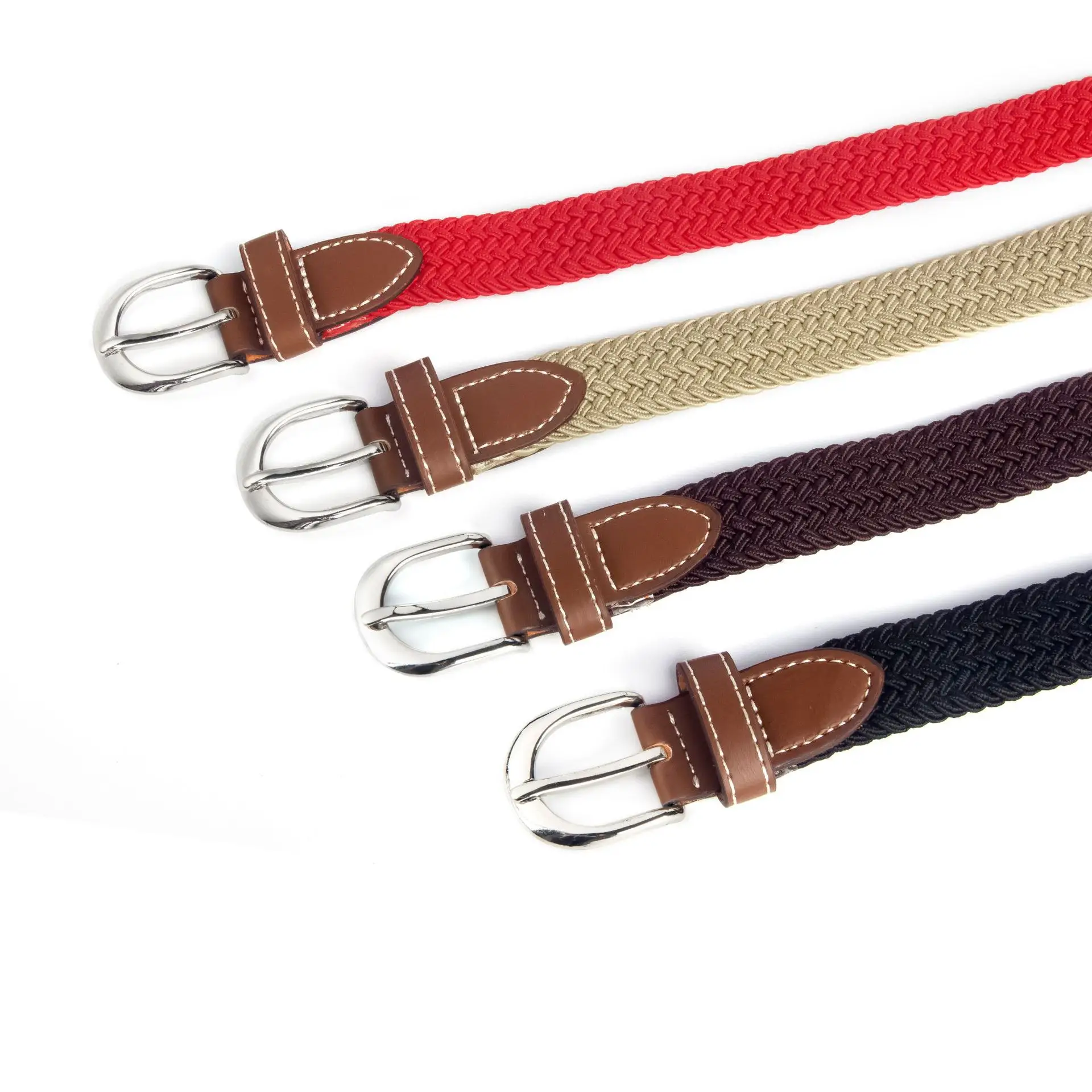 Women's 2.5cm Elastic Canvas Belt with Pin Buckle Multi-color - Image 24