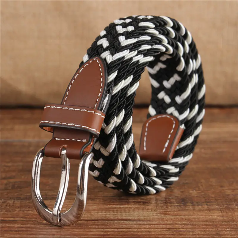 Women's 2.5cm Elastic Canvas Belt with Pin Buckle Multi-color - Image 11